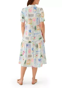 Women's Short Sleeve Printed Shirtdress