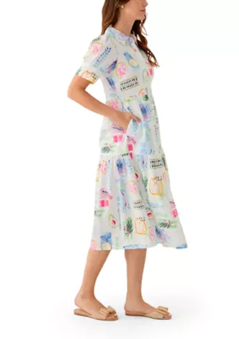 Women's Short Sleeve Printed Shirtdress