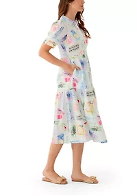 Women's Short Sleeve Printed Shirtdress