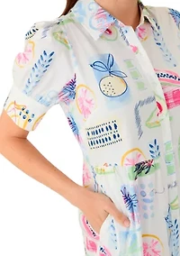 Women's Short Sleeve Printed Shirtdress