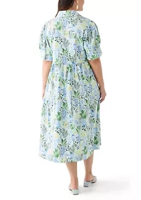 Plus Short Sleeve Printed Shirtdress