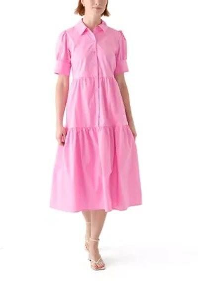 Women's Puff Sleeve Midi Shirtdress