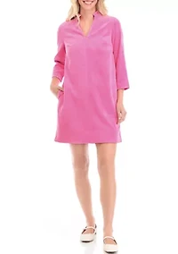 Petite 3/4 Sleeve Corded Collar Dress
