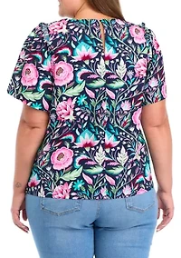 Plus Short Sleeve Poplin Top