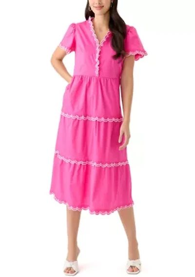 Petite Scallop Trim Midi Dress