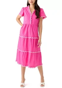 Petite Scallop Trim Midi Dress