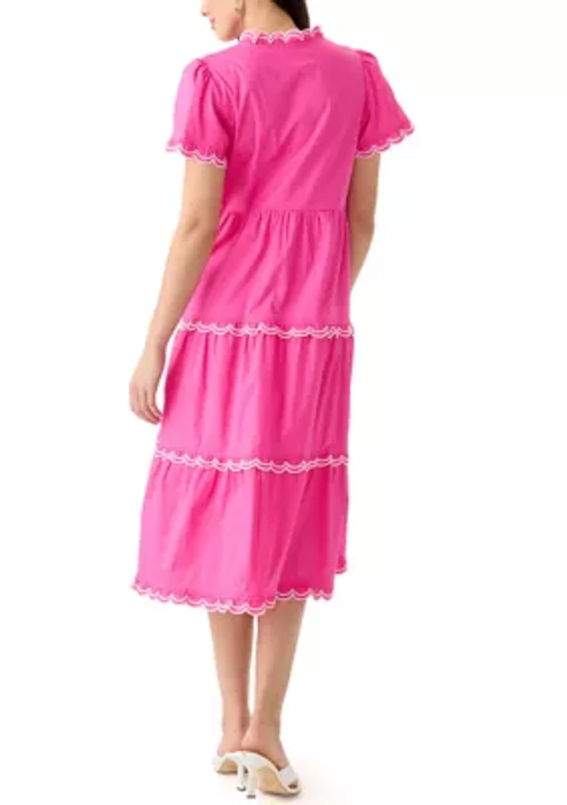 Petite Scallop Trim Midi Dress