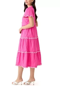 Petite Scallop Trim Midi Dress