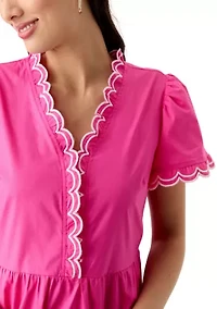 Petite Scallop Trim Midi Dress