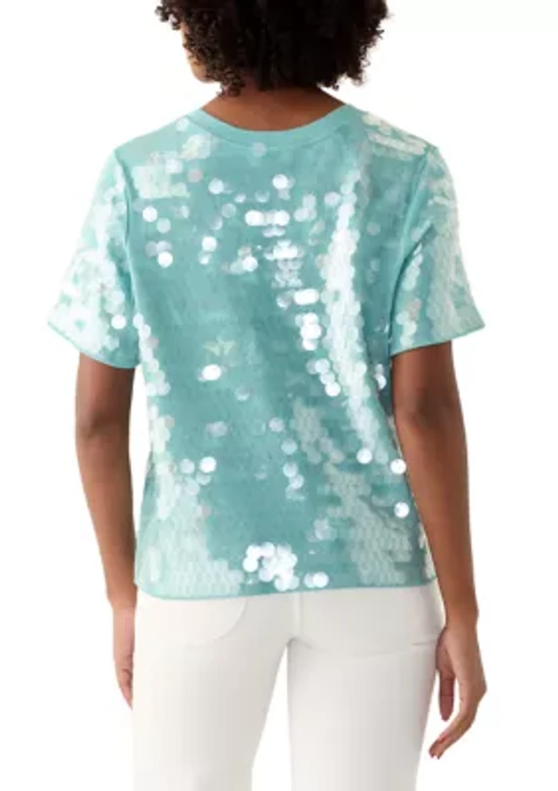 Women's Solid Sequin T-Shirt