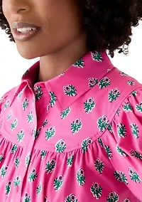 Women's Puff Sleeve Button Front Top