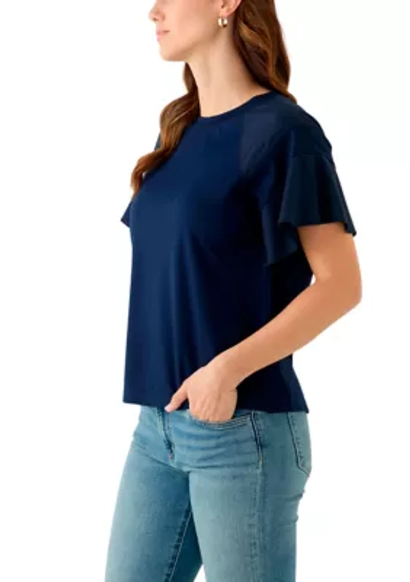 Women's Ruffle Flounce Sleeve T-Shirt