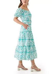 Women's Belted Maxi Eyelet Dress