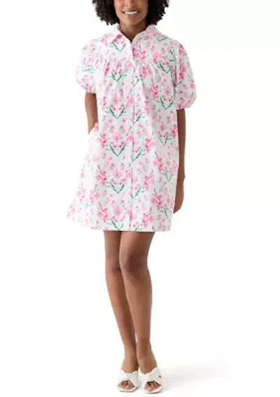 Women's Printed Button Short Dress
