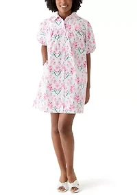 Women's Printed Button Short Dress