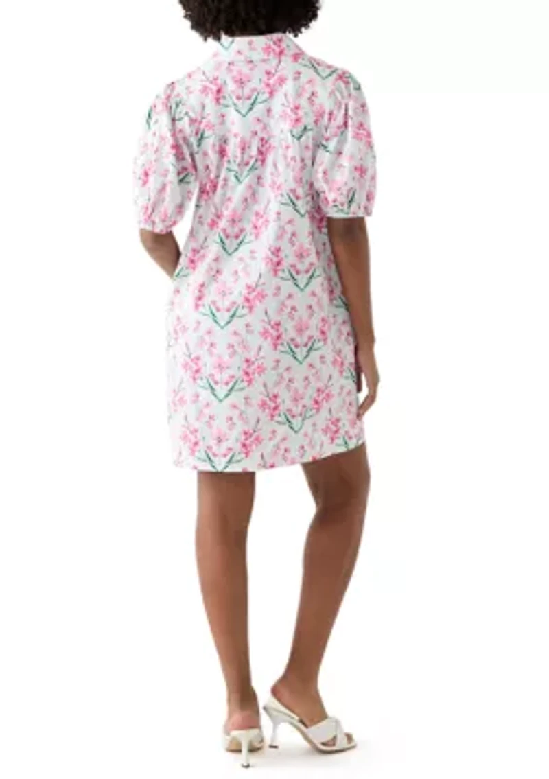 Women's Printed Button Short Dress