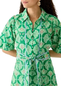 Petite Short Sleeve Belted Midi Shirtdress