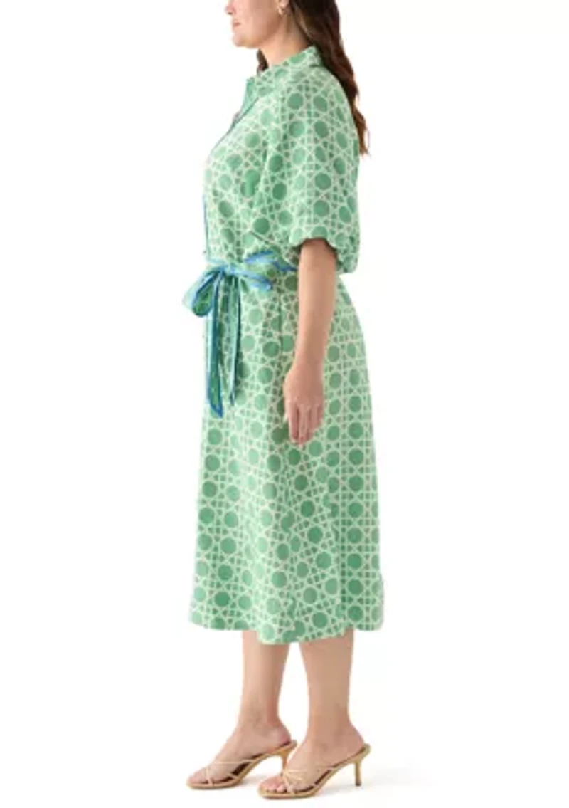Plus Puff Sleeve Printed Maxi Dress