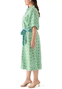 Plus Puff Sleeve Printed Maxi Dress