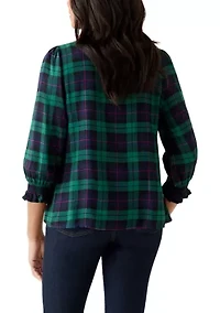 Women's 3/4 Sleeve Woven Print Blouse