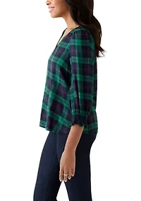 Women's 3/4 Sleeve Woven Print Blouse