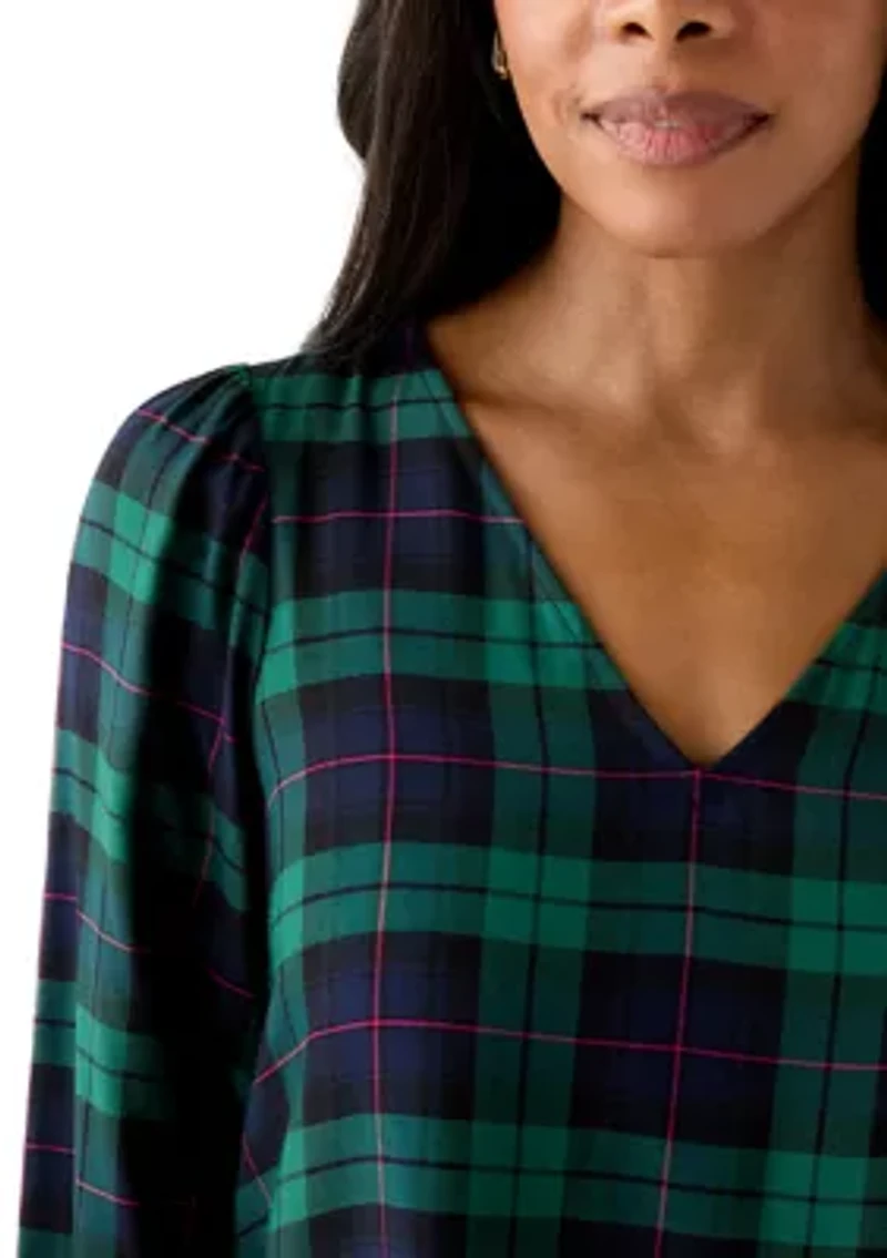 Women's 3/4 Sleeve Woven Print Blouse