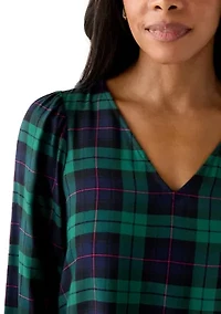 Women's 3/4 Sleeve Woven Print Blouse