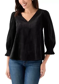Women's Smocked Sleeve Woven Corduroy Shirt
