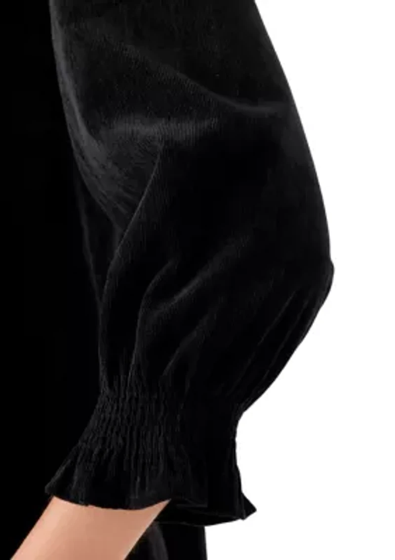 Women's Smocked Sleeve Woven Corduroy Shirt