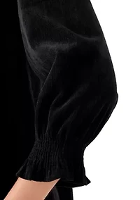 Women's Smocked Sleeve Woven Corduroy Shirt