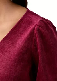 Women's Smocked Sleeve Woven Corduroy Shirt