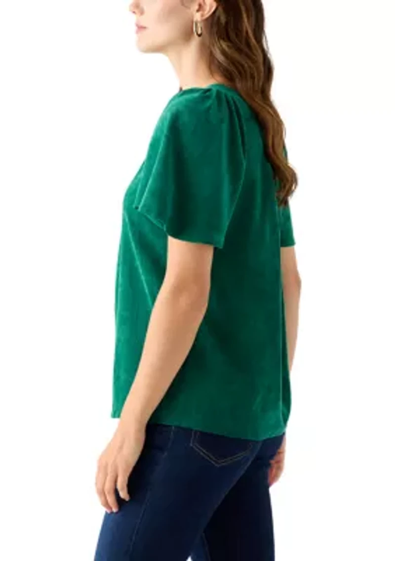 Women's V-Neck Flutter Sleeve Corduroy Top