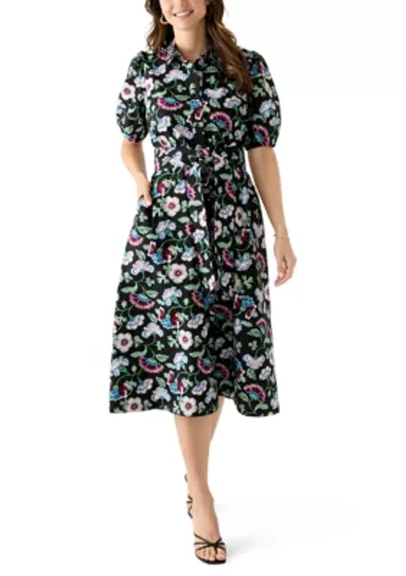 Petite Elbow Sleeve Floral Maxi Dress