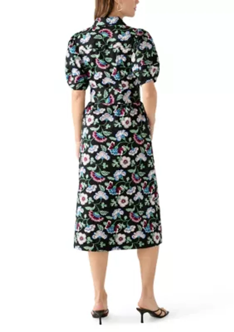 Petite Elbow Sleeve Floral Maxi Dress
