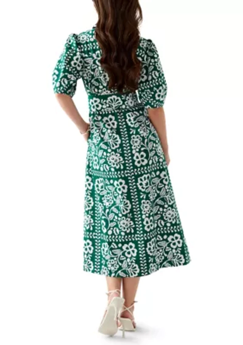 Petite Elbow Sleeve Floral Maxi Dress