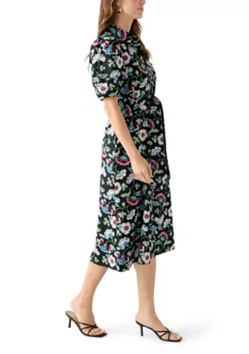 Petite Elbow Sleeve Floral Maxi Dress