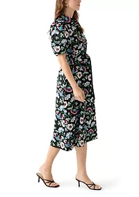 Petite Elbow Sleeve Floral Maxi Dress