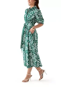 Petite Elbow Sleeve Floral Maxi Dress