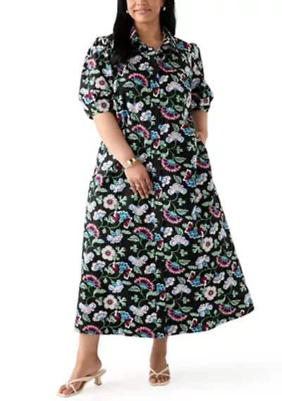 Plus Elbow Sleeve Maxi Dress