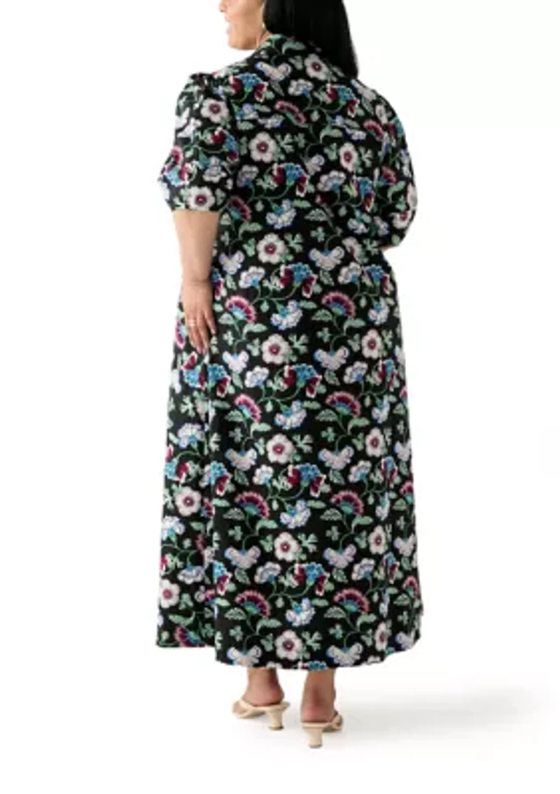 Plus Elbow Sleeve Maxi Dress