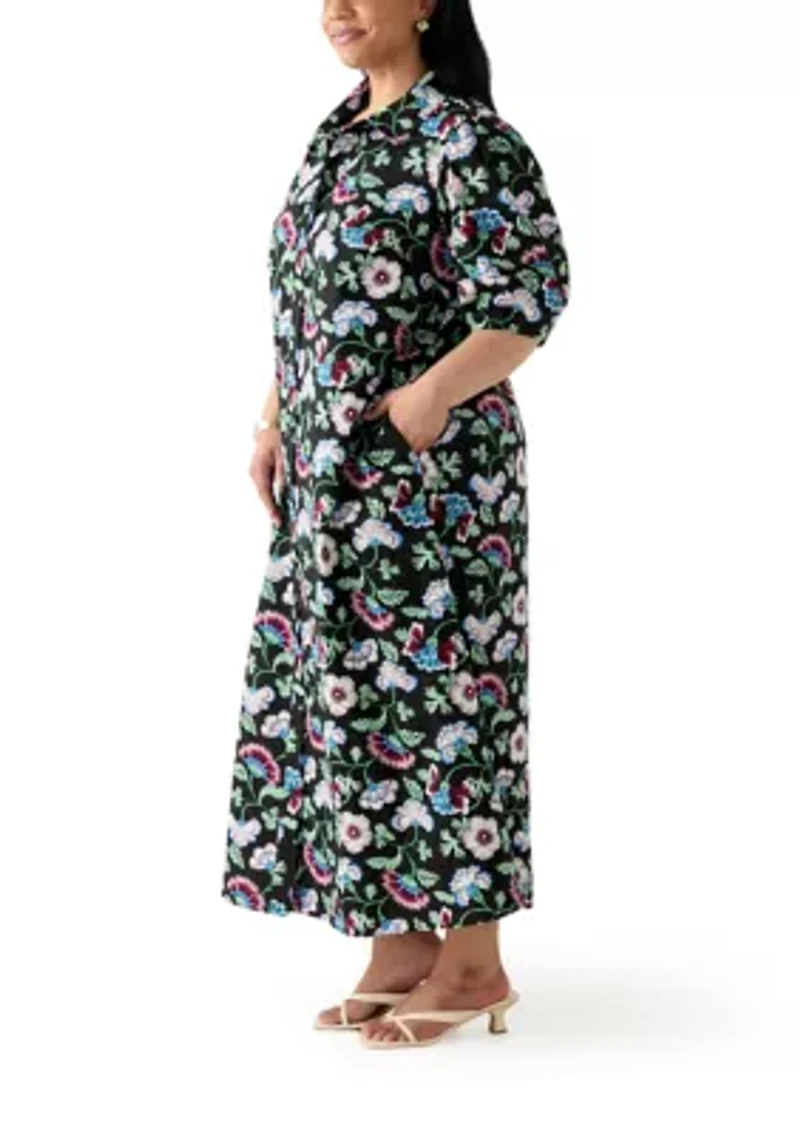 Plus Elbow Sleeve Maxi Dress