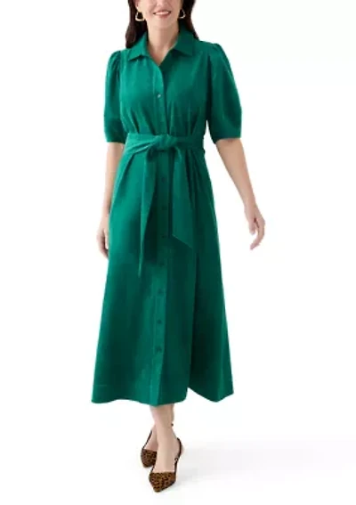 Women's Elbow Sleeve Corduroy Maxi Dress