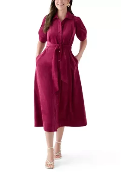 Women's Elbow Sleeve Corduroy Maxi Dress
