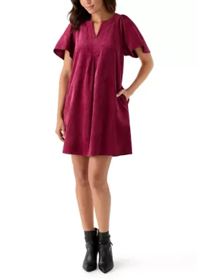 Women's Flutter Sleeve V-Neck Dress