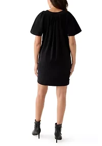 Women's Flutter Sleeve V-Neck Dress