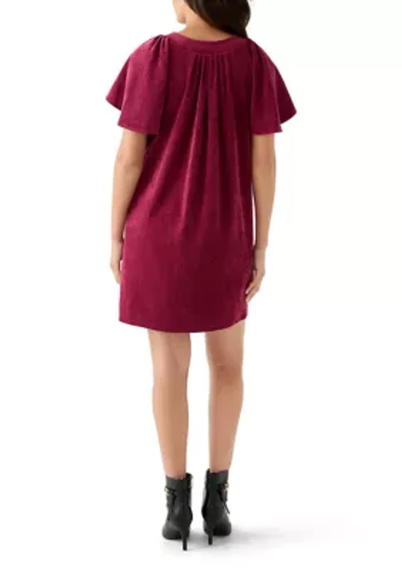 Women's Flutter Sleeve V-Neck Dress