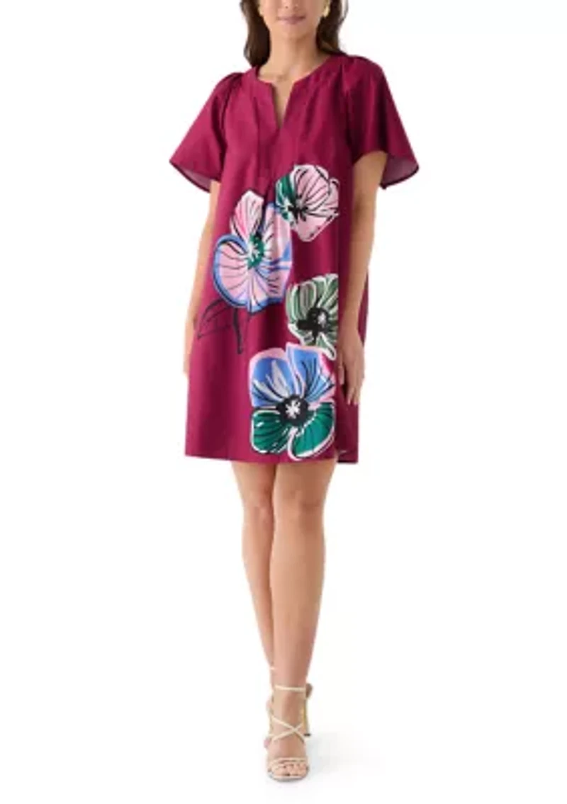 Women's V-Neck Dress with Flutter Sleeves