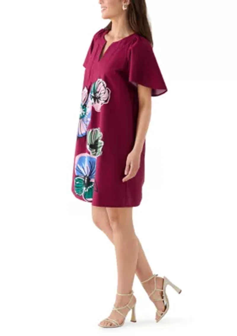 Women's V-Neck Dress with Flutter Sleeves