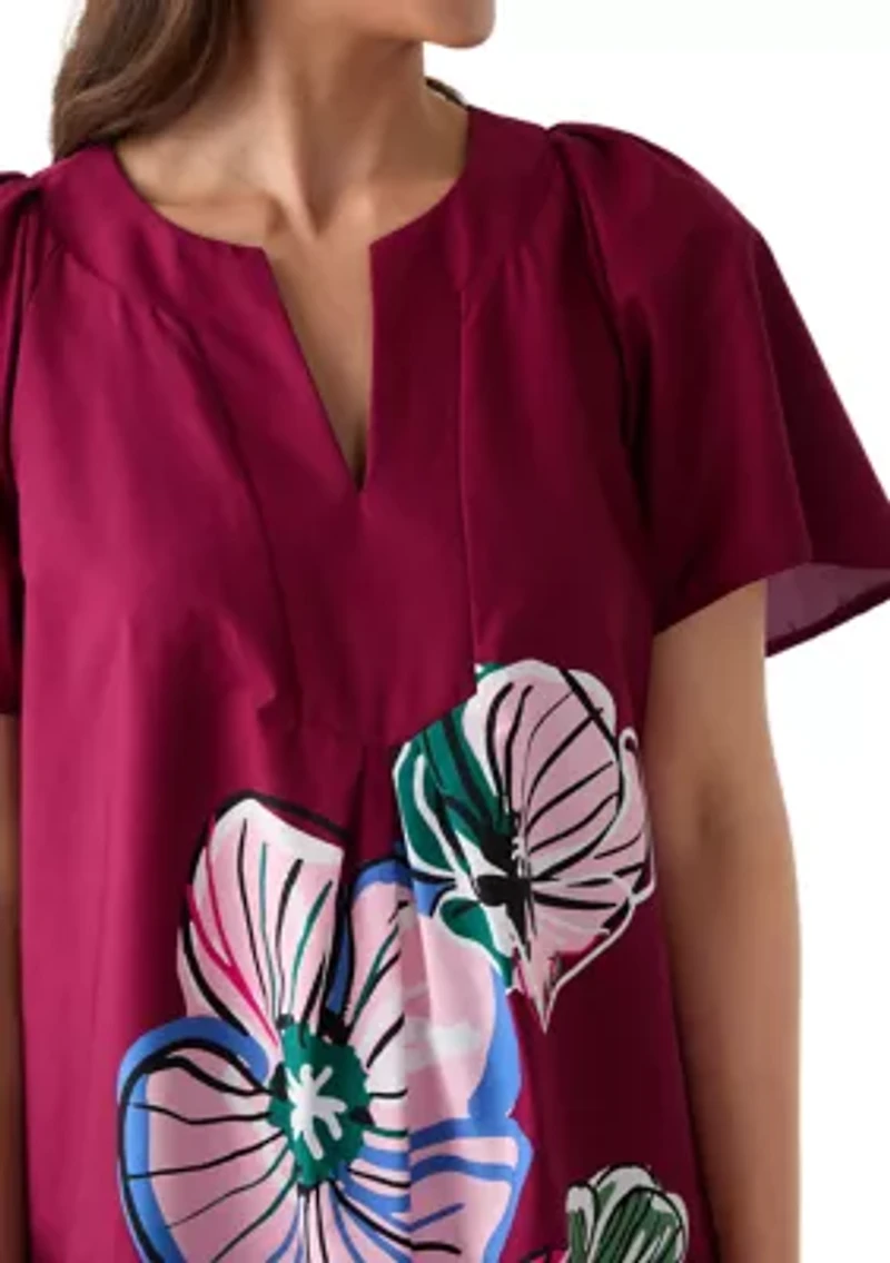 Women's V-Neck Dress with Flutter Sleeves