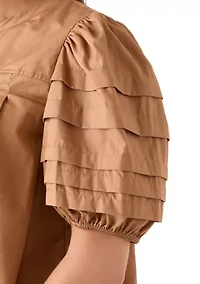 Women's Pintuck Sleeve Woven Top